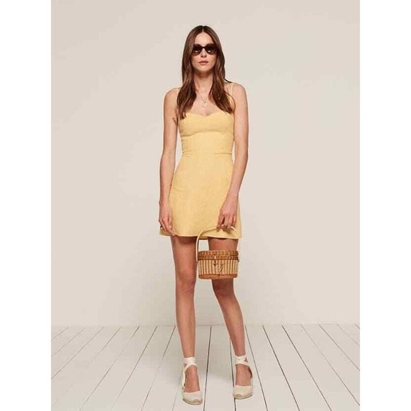 Reformation Audrey Yellow Mini Dress 0 XS Rare